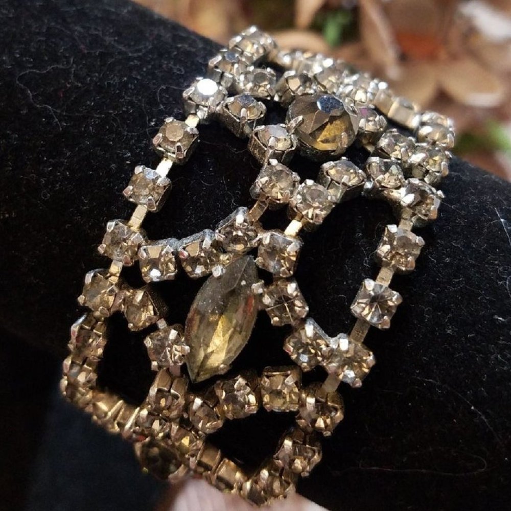 Antique Green & Charcoal Grey Rhinestone Bracelet